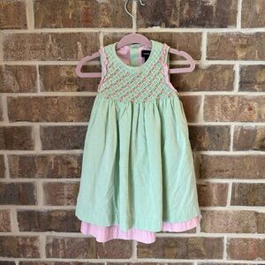 Ralph Lauren smocked pink and green dress